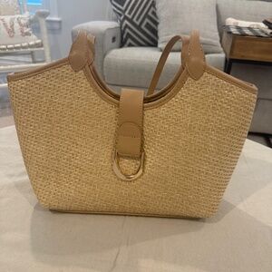 Mystique Straw & Leather Shoulder Bag